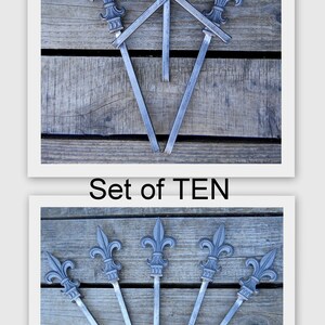 TEN Total Fleur De Lis ALL Metal Hose Guides with Cast Iron Finial Tops