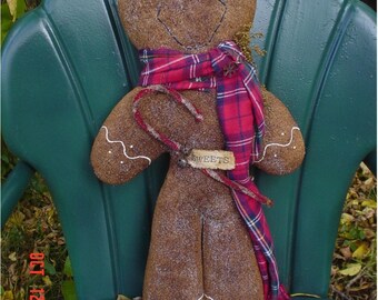 Christmas Winter Gingerbread Man Door Doll, Prop Up Doll, Hanger With Sugar and Icing - E Pattern