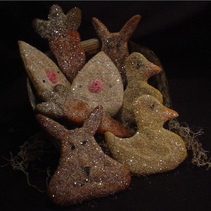 Aged Primitive Spring or Easter Sugar Cookies Bowl Fillers, Ornies, Tucks  E-Pattern