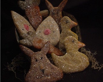 Aged Primitive Spring or Easter Sugar Cookies Bowl Fillers, Ornies, Tucks  E-Pattern