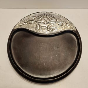 Vintage Sterling Silver 950 Mohogany? Wood Serving Cheese Serving Tray Deco
