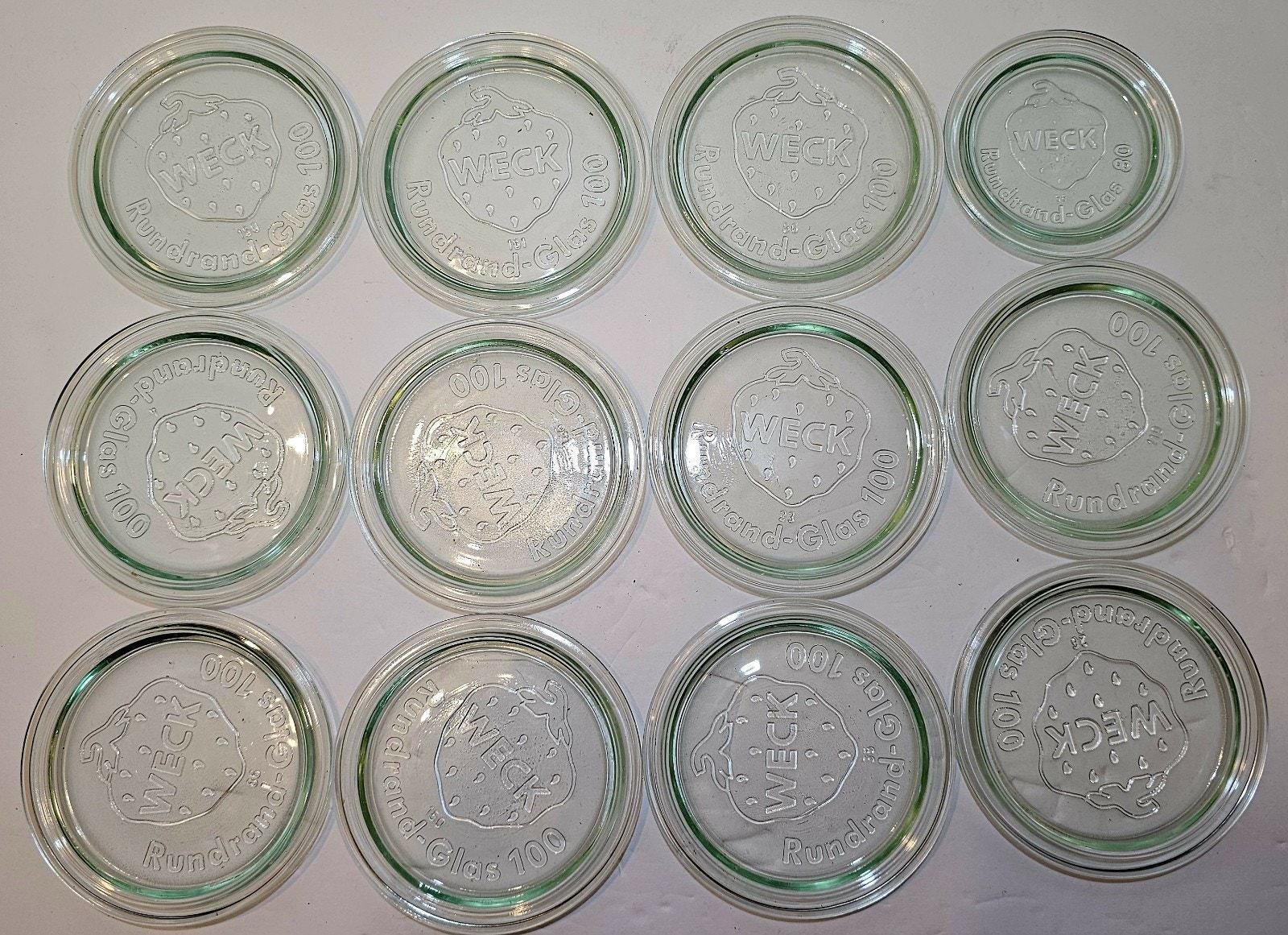 Lot of 11 Weck Canning Jar LIDS Rundrand-Glas 100 German Large Glass Lids ONLY