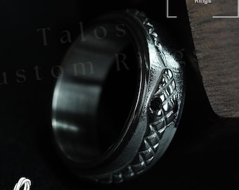 Custom Name Snake Spinner Ring: Stainless Steel Fidget Jewelry