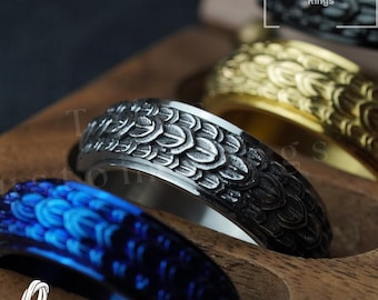 Dragon Scale Spinner Ring: Stainless Steel Fidget, Anxiety Relief