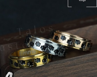 Paw Print Spinner Ring: Anxiety Relief Fidget Band, Gift for Dog Lovers