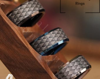 Personalized Dragon Skin Tungsten Ring: Fantasy Viking Wedding Band