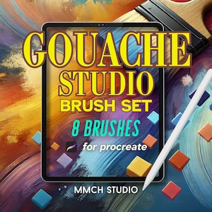 Gouache Studio Brush Set for Procreate - 8 Professional Gouache Brushes for Digital Artists