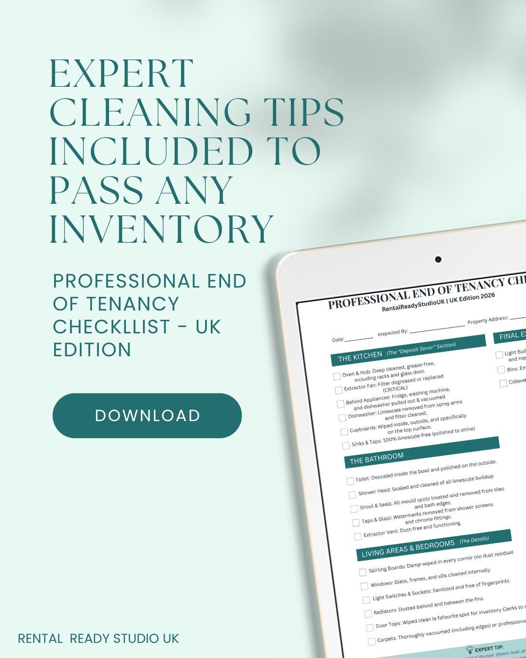 End of Tenancy Cleaning Checklist UK | Printable Move Out Guide (PDF ...