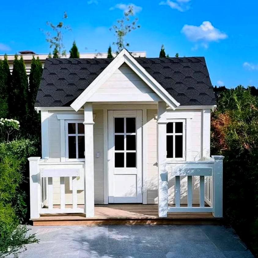 Two-Story Wooden Kids Playhouse with Loft and Porch for Outdoor Use. Children's Play House, Game room, Colorful Playing House, Kids Playroom