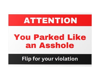 Lustige Karte für ungenutzte Parkgebühren - Offensiver Fake Karte (Instant Download)
