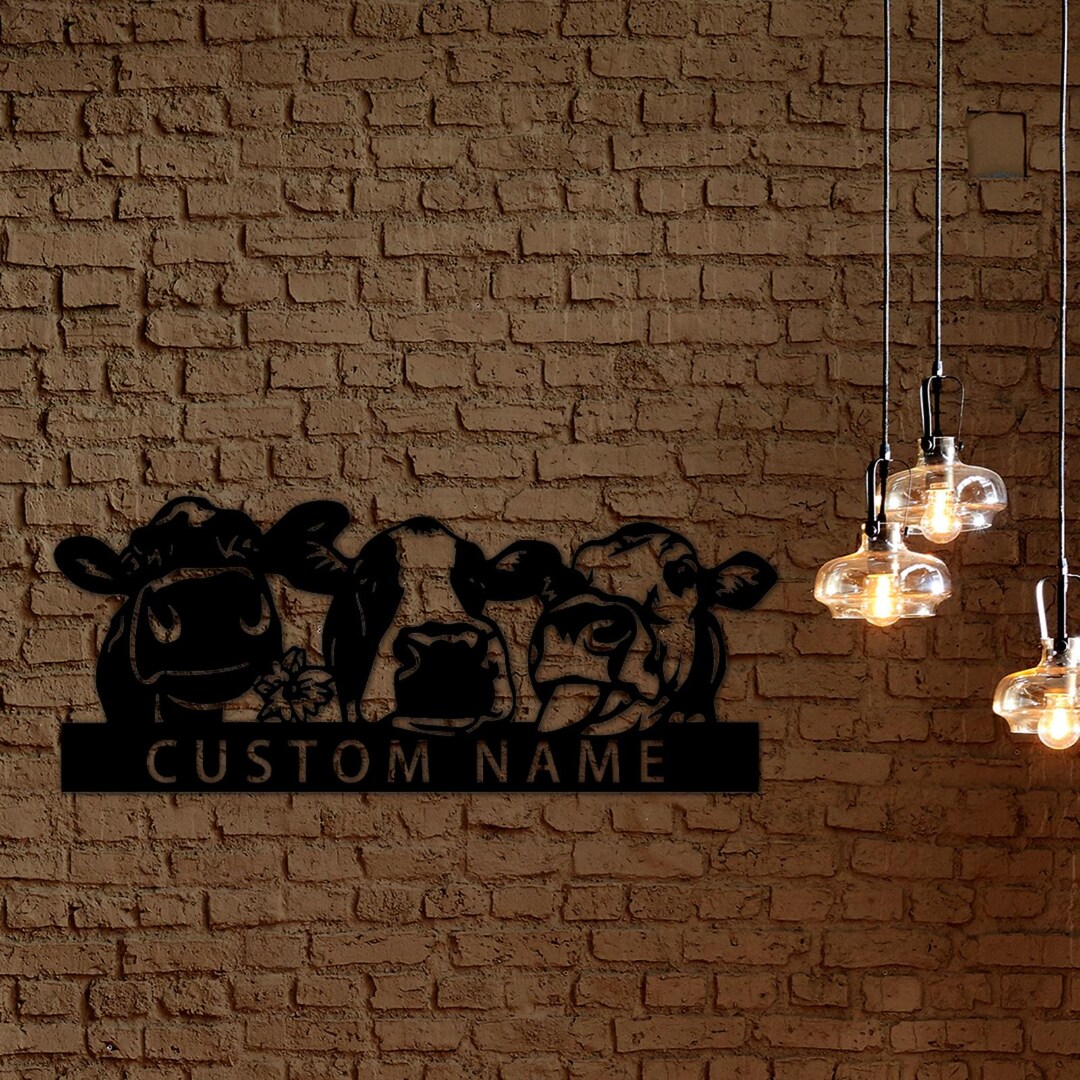 Personalized Metal Farm Sign, Cow Farmhouse Metal Logo, Customize Ranch ...
