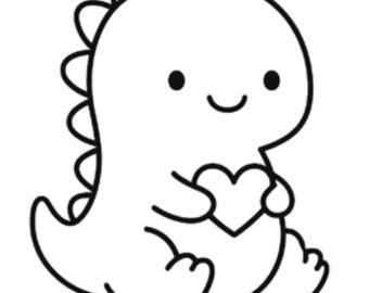 Coeur de dinosaure | Conception aux contours épurés pour l'artisanat – Modèle d'artisanat | TÉLÉCHARGEMENT SVG instantané
