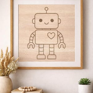 Heart Robot  | Clean Outline Design for Crafting – Craft Template  | INSTANT DOWNLOAD SVG