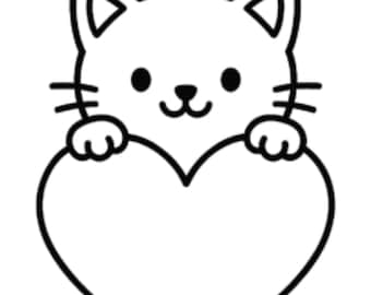 Coeur de chaton | Conception aux contours épurés pour l'artisanat – Modèle d'artisanat | TÉLÉCHARGEMENT SVG instantané