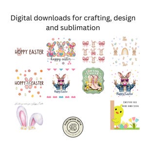 Images de Pâques | Téléchargement numérique | Lot de cliparts | Artisanat | Sublimation | Lapin de Pâques | Chasse aux œufs de Pâques