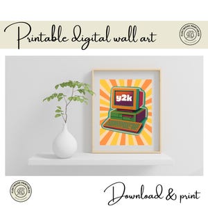 Y2K Retro Computer Wall Art | 90s Nostalgia Printable Digital Download | Vaporwave Tech Poster | Instant Download Decor | Y2K poster