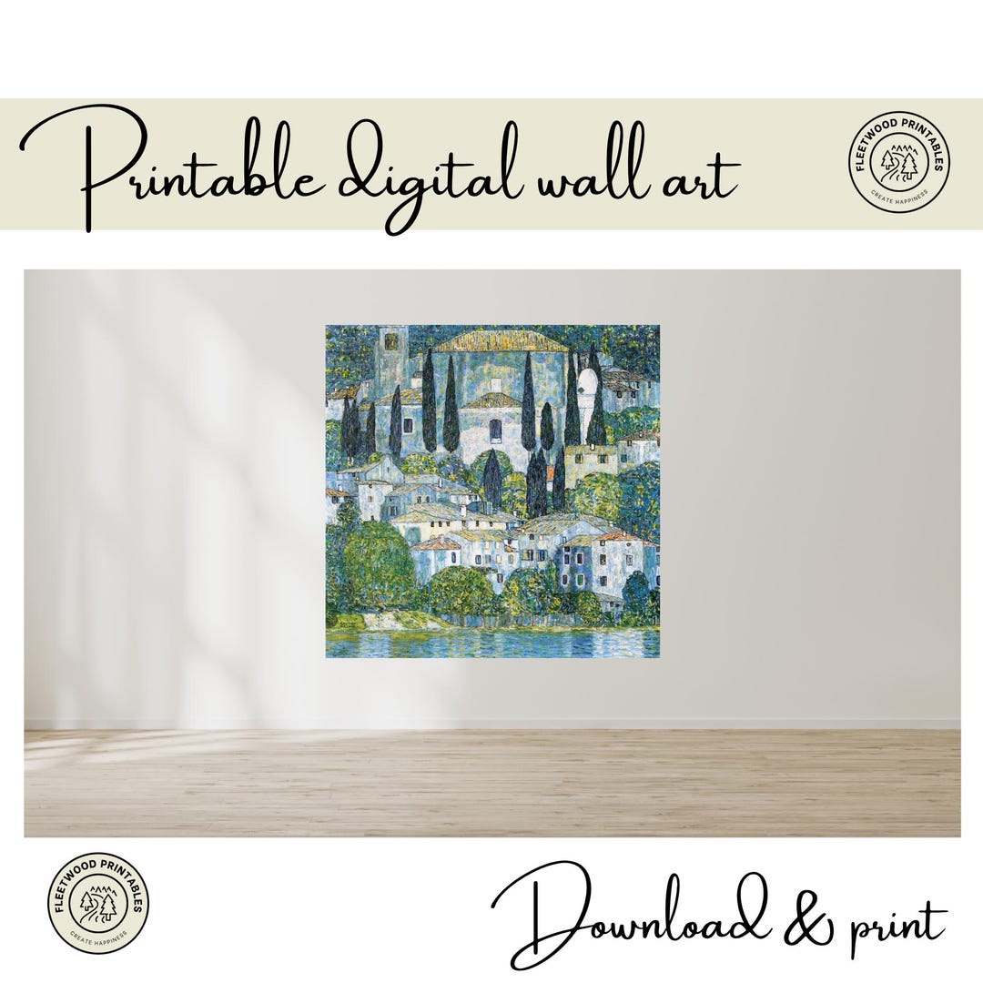 Gustav Klimt's Kirche In Cassone - 100cm x 100cm Canvas Wall Art with White Floating Frame main image 0