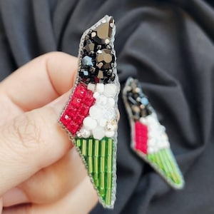 Palästina Karte Brosche, Handgemachte Brosche, Perlen Brosche, Stickerei Brosche, Handgemachter Schmuck