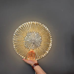 Round Wall Sconce, Brass Wall Light – Modern LED Wall Sconce- Wall sconce for hallway and bedroom- round wall light - sunburst wall light