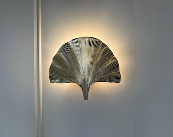 Ginkgo Leaf Wall Sconce | Handmade Brass Art Deco Statement Light