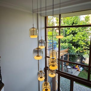 Smoky Pendant light, Modern Pendant Light – Glass Hanging Light – Kitchen Island Lighting – Contemporary Ceiling Lamp- Nordic Pendant