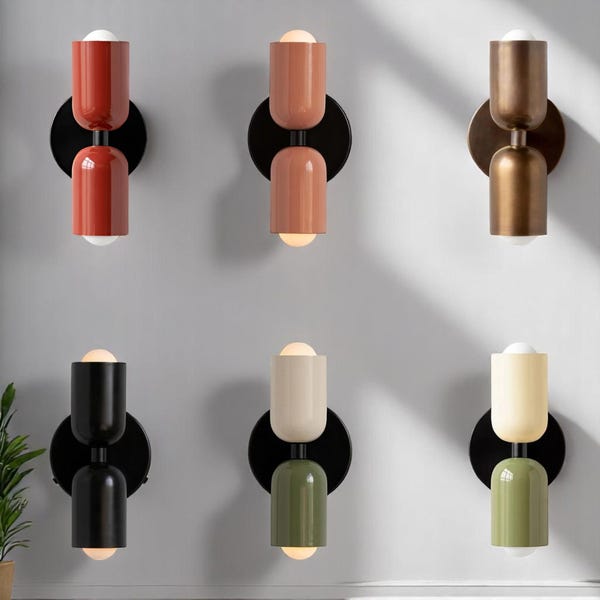 Modern Dual Head Wall Sconce | Colorful Wall Light | Minimalist Bathroom Vanity | Handmade Bedroom Lighting