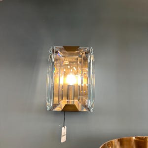 Crystal Modern Wall Sconce, Transparent Crystal Wall Light, Brass Wall Sconce,Original Crystal Sconce, Corner Wall Lamp, Murano