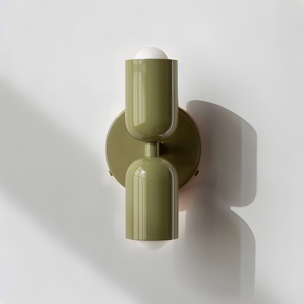 Grön vägglampa med två huvuden, sänglampa, fast eller inbyggd