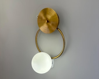 Milk Glass Wall Lamp - Elegant Modern Sconce for Bedroom, Vanity, Bathroom, Hallway & Boutique Interiors
