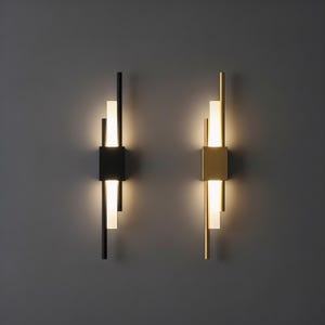 Modern Vertical Wall Sconce, Brass or Black LED Wall Light, Battery Rechargeable or Plug-In or Hardwired, Minimal Bedside Hotel Aplique