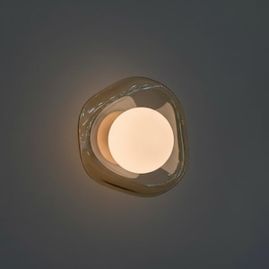 Hand Blown Amber Glass Sconce | Organic Milk Glass Bathroom & Bedroom Wall Light
