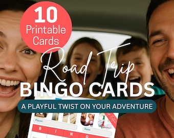 Road Trip Bingo Cards – 10 Printable Car Travel Game Cards for Families & Kids | PDF Instant Download