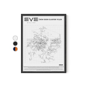 Eve Online New Eden Galaxy kaart poster, matte verticale poster, kunst aan de muur decor, sci-fi art print, geek cadeau, Eve online decor, 18 x 24 inch