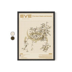 Eve online Amarr Empire factiekaart poster, matte verticale poster, kunst aan de muur decor, sci-fi art print, geek cadeau, Eve online fan decor