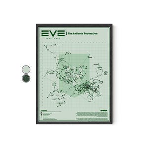 Eve Online Gallente Federation factiekaart poster, matte verticale poster, kunst aan de muur decor, sci-fi art print, geek cadeau, Eve online fan decor