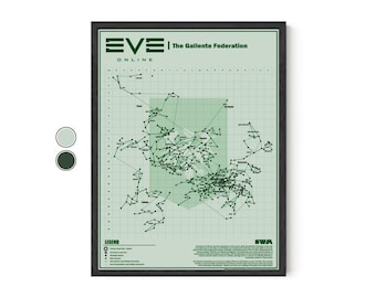Eve Online Gallente Federation Map Poster: Sci-Fi Wall Art