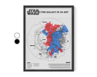 Star Wars Political Map Poster: Sequels Era Galaxy Map - Sci-Fi Wall Art