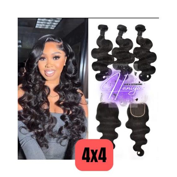 Body Wave Human Hair Extensions 3 Bundles with 4x4 Lace Closure 16A P4/27 Body Wave Bundles Human Hair Bundles With 4x4  main image 3