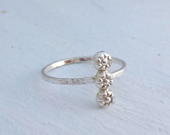 Flower bar ring, Sterling silver engagement ring, Promise ring, Boho ring, Engagement gift, Girlfriend gift,Gift for girlfriend, nature ring