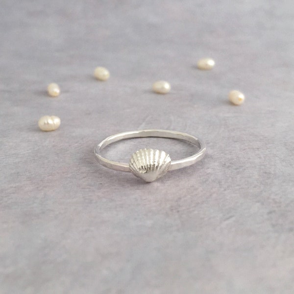 Silver Seashell Ring Etsy