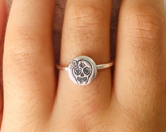 Silver sugar skull ring, Sterling silver ring, Mexican skull, Gothic ring, Día de los muertos