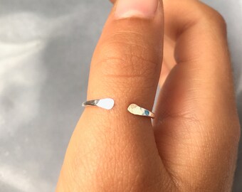 Anillo de pulgar de plata Anillo de plata martillado Anillo abierto ajustable Anillo de plata de ley Regalo para ella