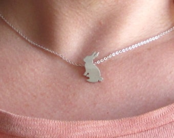 Sterling silver bunny necklace, Rabbit necklace, Rabbit lover gift, Memorial jewelry, Animal jewelry, Easter gift, Gift for kids