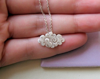 Sterling silver cloud necklace, Cloud pendant, Silver rain necklace, Christmas gifts, Secret santa