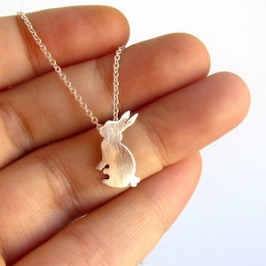 Rabbit necklace, Silver bunny necklace, Easter, Rabbit lover gift, Pet necklace, Pet memorial jewelry, Pet loss necklace, pet gifts image 1