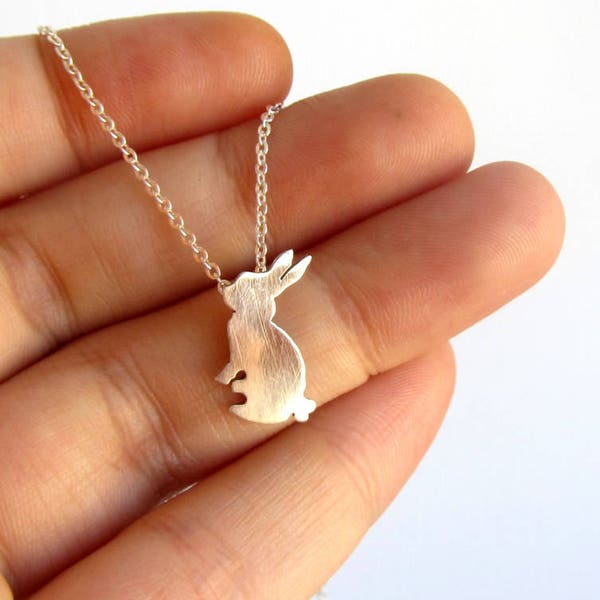 Rabbit necklace, Silver bunny necklace, Easter, Rabbit lover gift, Pet necklace, Pet memorial jewelry, Pet loss necklace, pet gifts