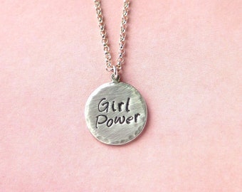 Girl power, Feminist necklace, Feminist gift, Womens gift, Inspirational, Friendship necklace, Feminist jewelry, Sterling silver necklace