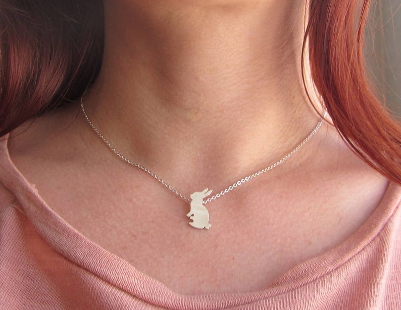 Rabbit necklace, Silver bunny necklace, Easter, Rabbit lover gift, Pet necklace, Pet memorial jewelry, Pet loss necklace, pet gifts image 3
