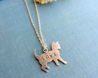 Sterling silver cat necklace, pet name necklace,  personalized name necklace, pet gifts, kitty necklace, custom jewelry, personalized gift