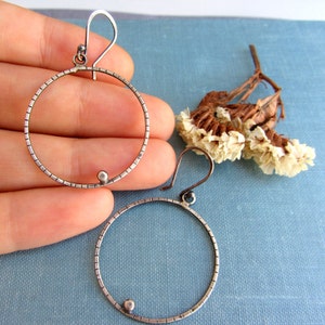 Silver hoop earrings, simple minimalist jewelry. image 4